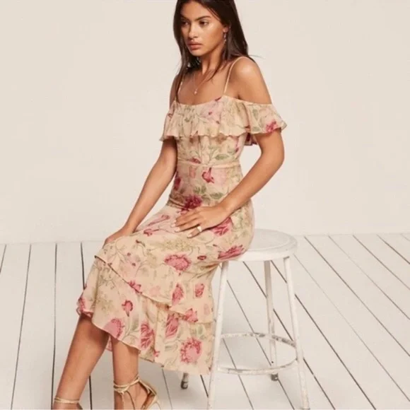 Reformation Odessa off the shoulder Dress "Botany" Floral 2 - Picture 15 of 15